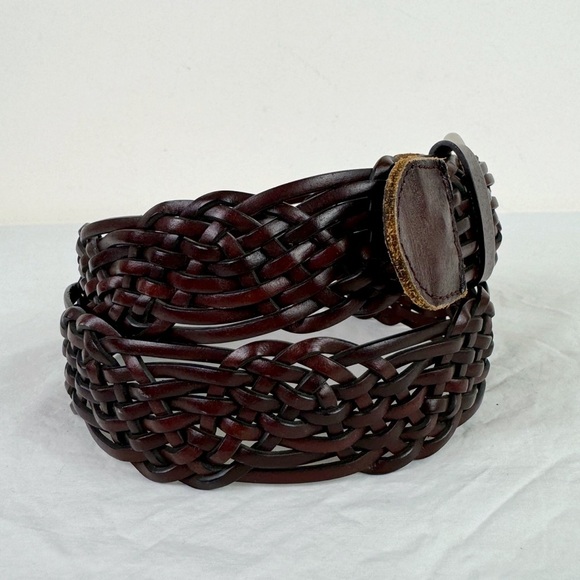 Brown Woven Wavy Leather Belt - Picture 7 of 7